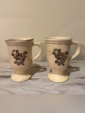 Vintage Pfaltzgraff Village Pedestal Mugs - Set of 2